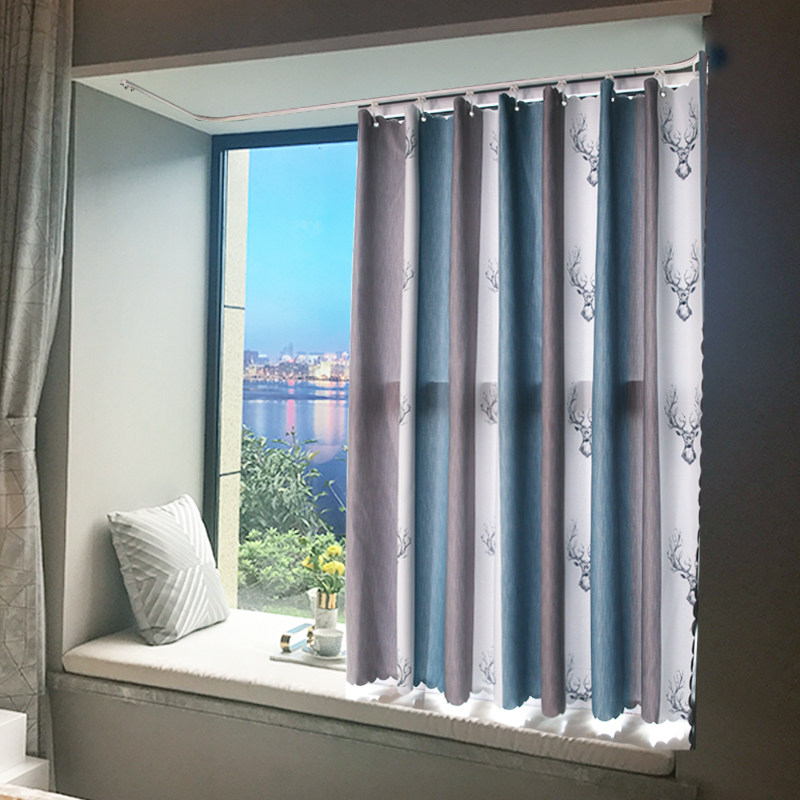 窗帘强遮光帘北欧阳台ins凸形遮光成品窗帘