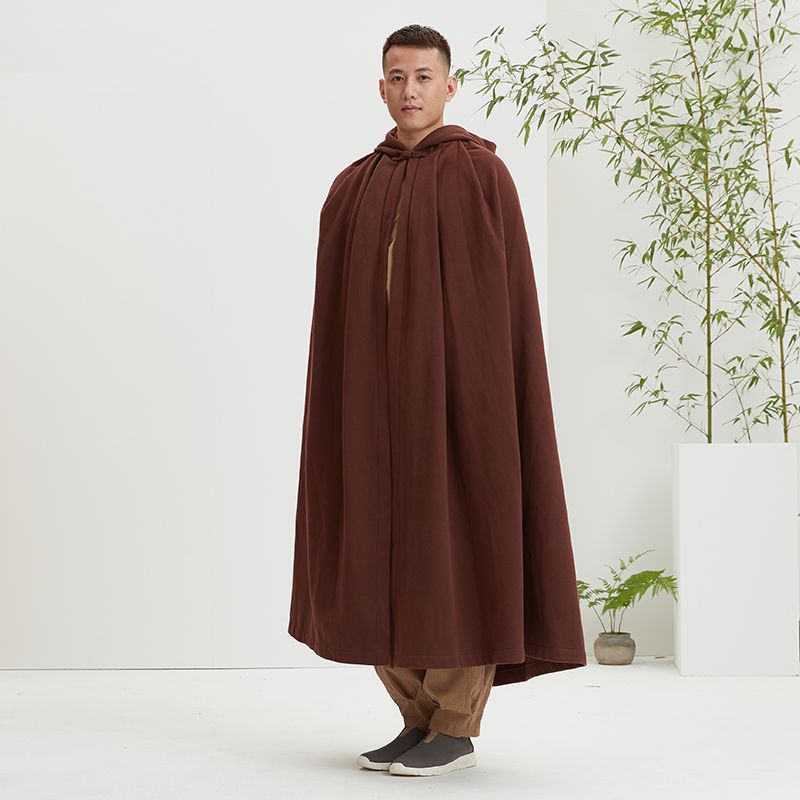 慈缘打坐禅修披风斗篷男披肩带帽古风冬季保暖大衣袍ycj122349
