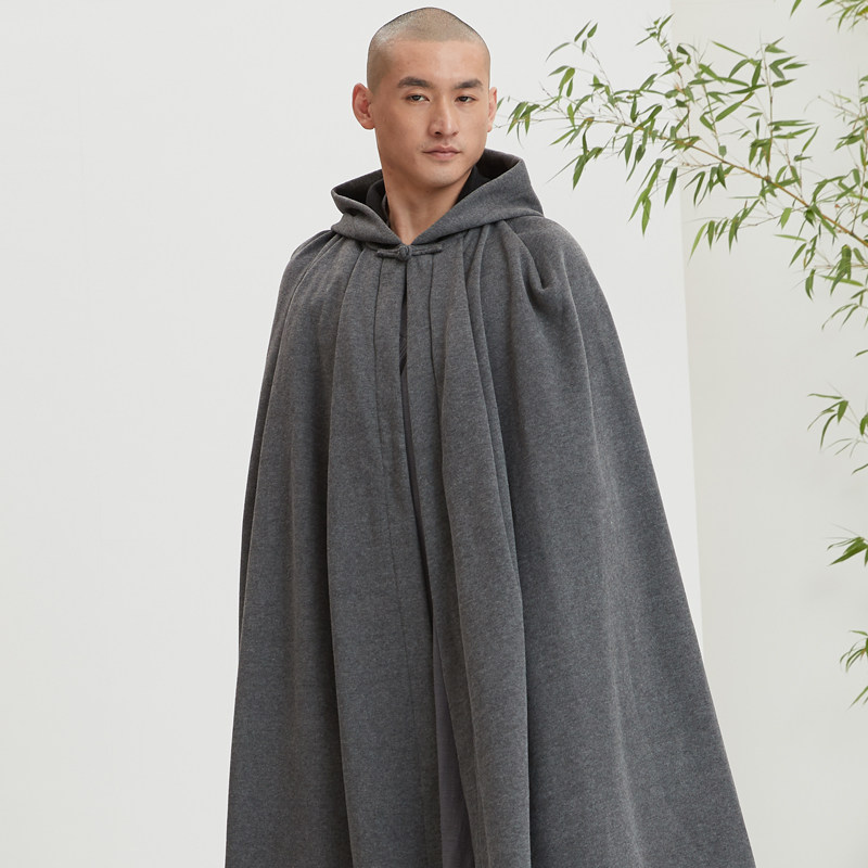 慈缘打坐坐禅修披风斗篷男披肩肩带古风冬季风衣