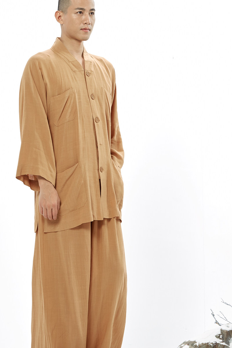 慈缘夏季棉麻薄款男女新款僧服短褂套装禅修服僧衣裤和尚服