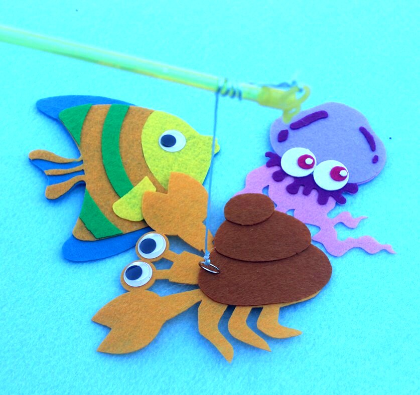 幼儿园学区织布自制钓鱼磁性玩具开发手工创意粘贴类