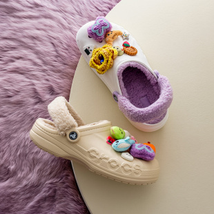 Crocs洞洞鞋卡骆驰贝雅卡骆班平底鞋贝雅暖绒