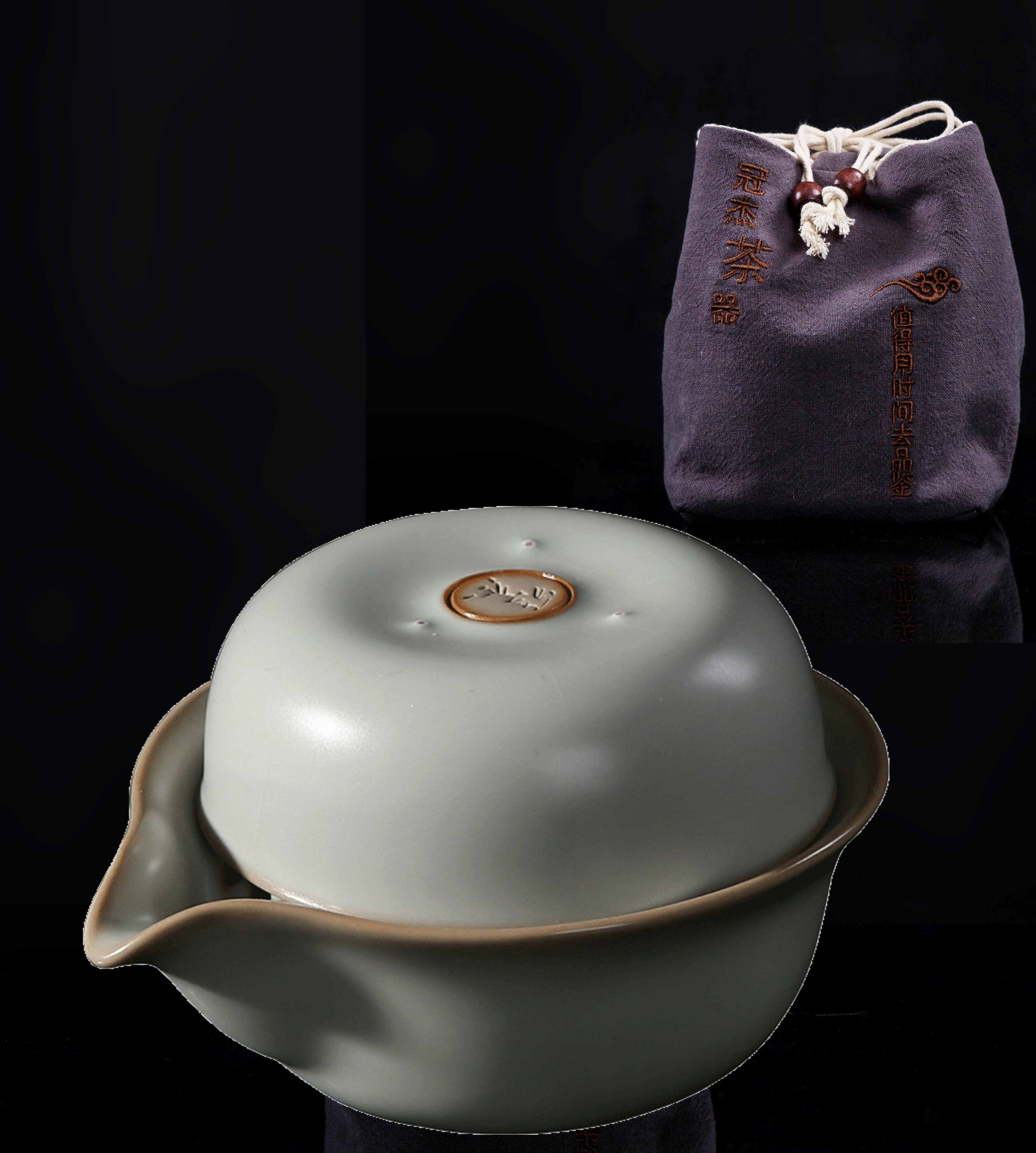 汝窑快客杯台湾冠杰汝瓷开片三点支钉一壶一杯旅行单人茶具包邮