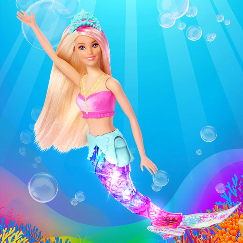 美人鱼芭比娃娃套装戏水梦幻声光娃娃gfl82娃娃