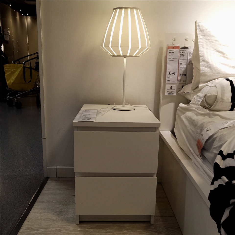 宜家国内代购简约现代床头柜组装柜卧室床边二斗柜简易储物抽屉柜
