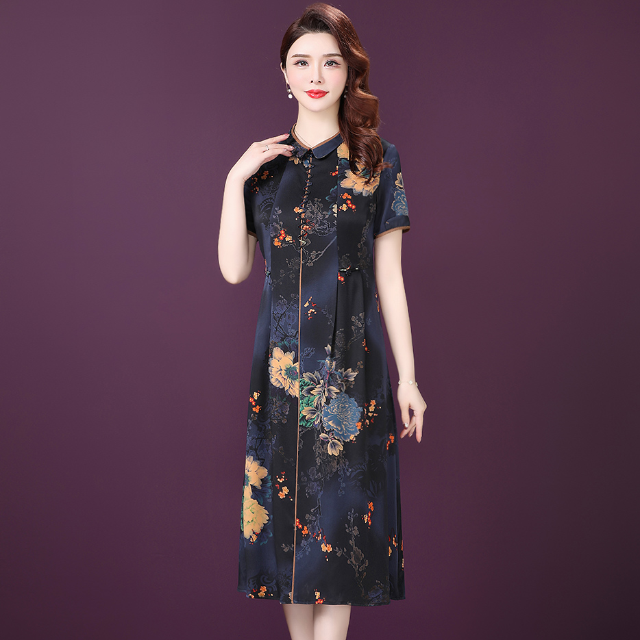 重磅真丝连衣裙女中中长2022新款修身显瘦高贵连衣裙