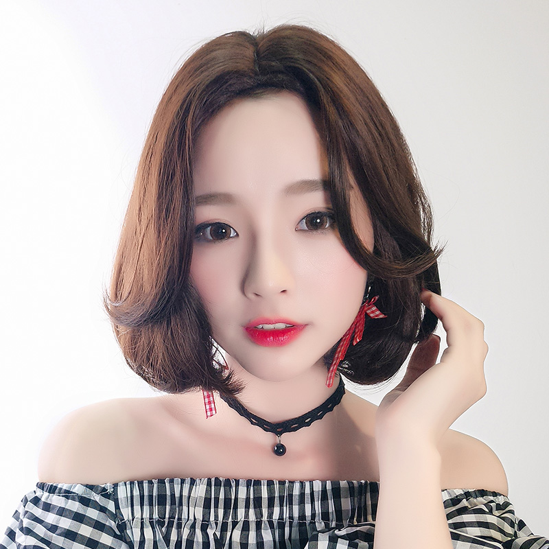 假发女中分短发bobo头韩国短卷发蓬松自然齐肩内扣圆脸锁骨假发套