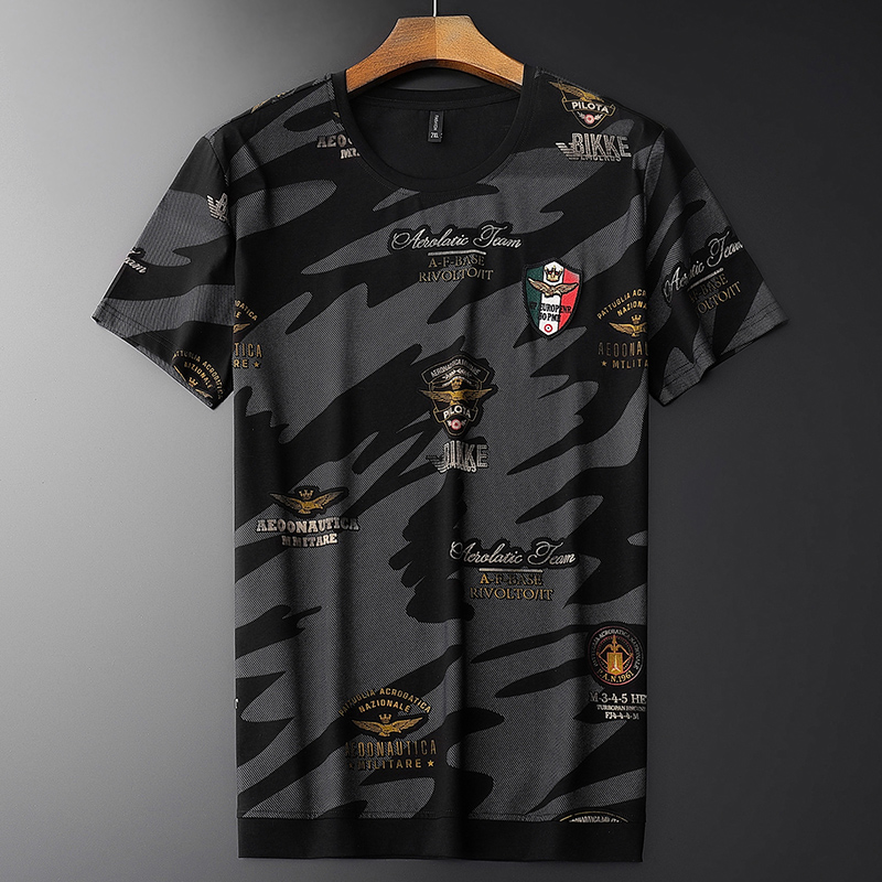 2022夏季新款胖子加肥加大码男士短袖迷彩t恤肥佬体恤特大号上衣