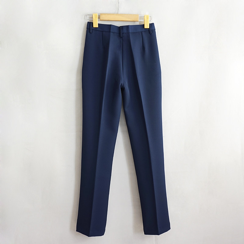 秋冬季侧边纽扣西装裤旁开口长裤中老年女裤浅蓝中老年女装