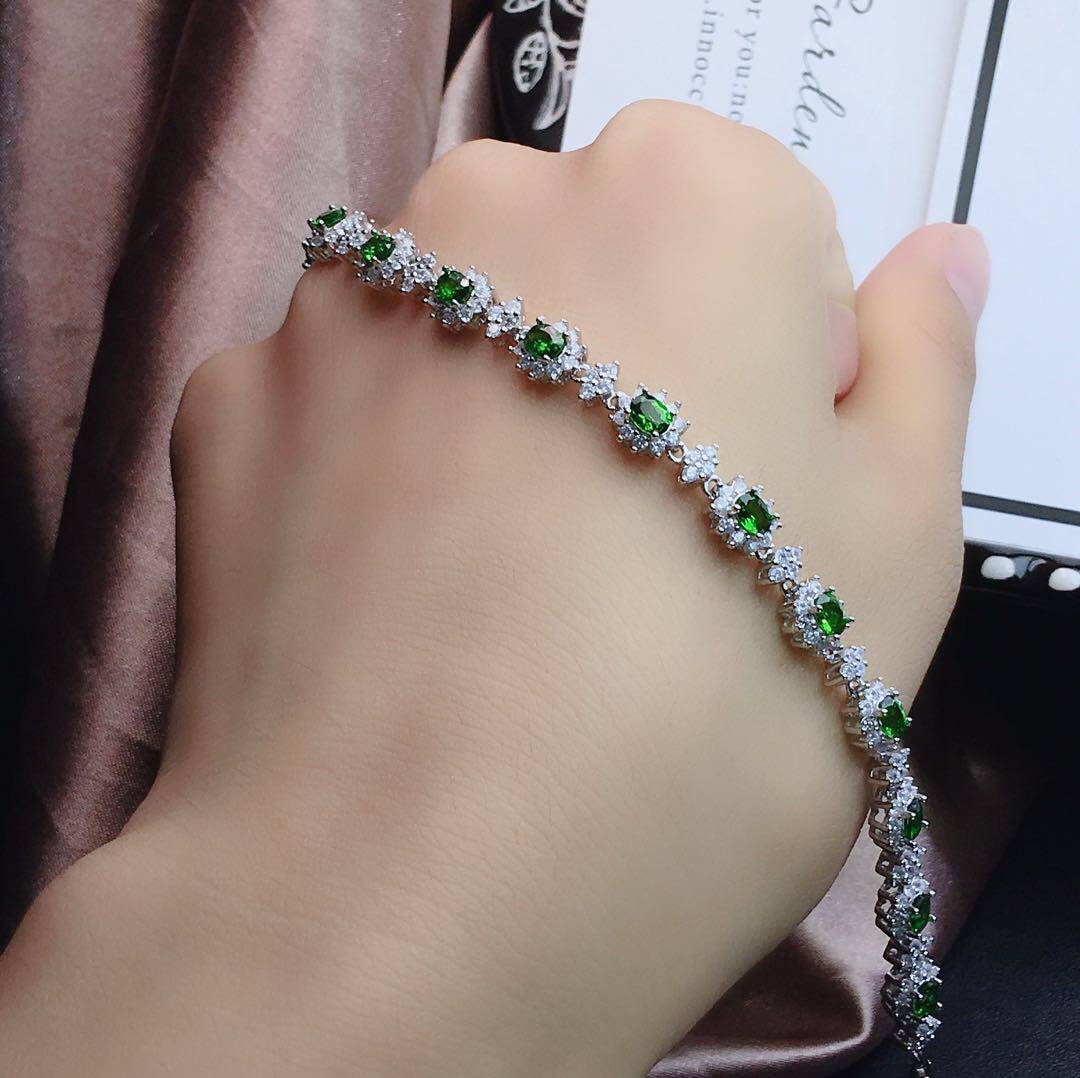 手链透辉石天然新款4mm特惠奶奶绿宝石手链