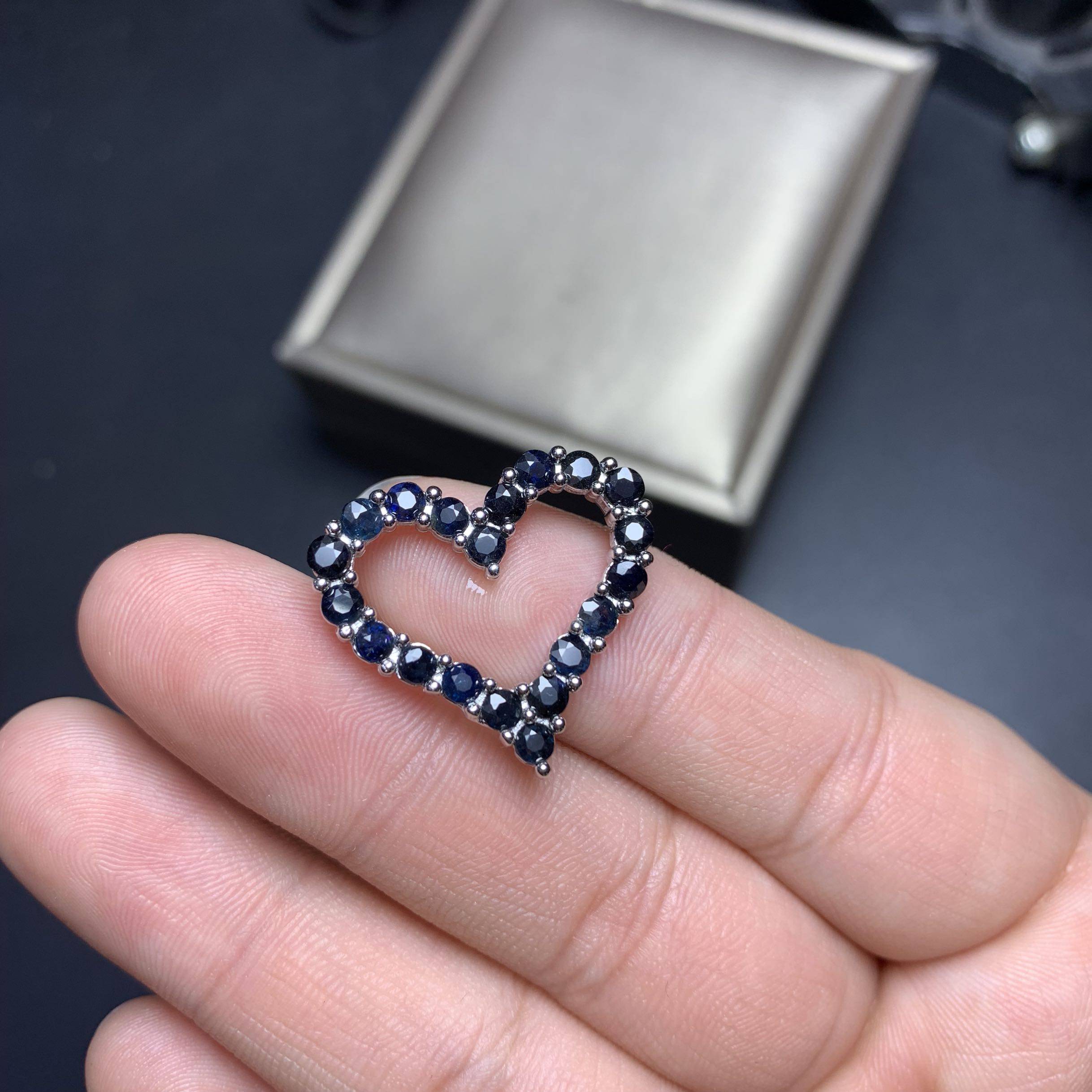 吊坠矿区直销蓝宝石心形精致镶嵌项坠项坠