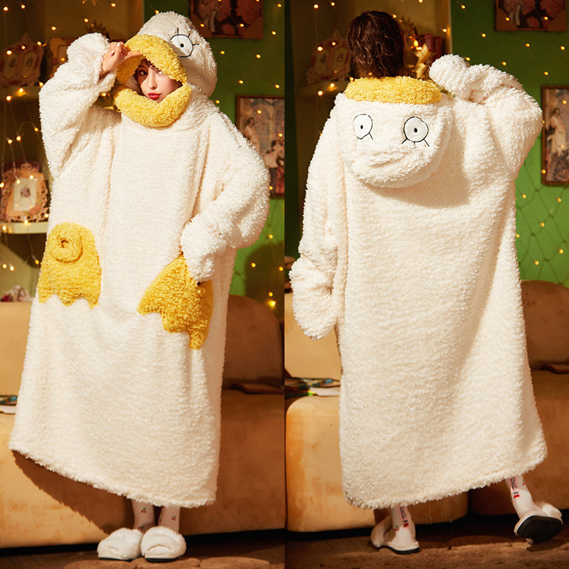 抖音同款伊丽莎白睡衣鸭子睡袋连体可爱冬搞怪珊睡衣