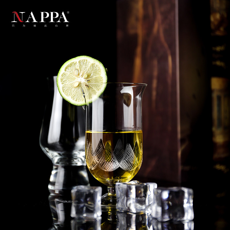 酒杯nappa威士忌水晶手工刻花洋酒烈酒酒吧创意个性洋酒