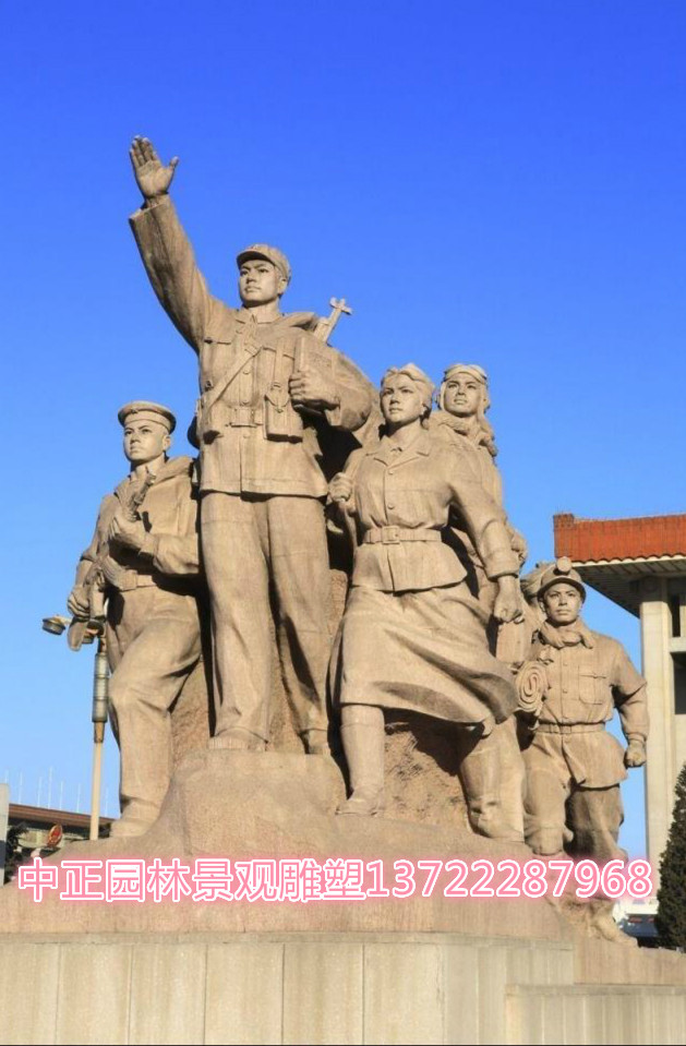 雕塑红军八路军军人抗日队伍景观人物小品装饰摆件