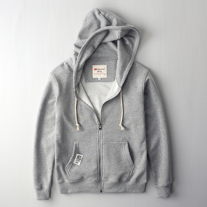 TW春秋日系原宿休闲运动卫衣拉链开衫男士连帽衫外套复古港风纯棉