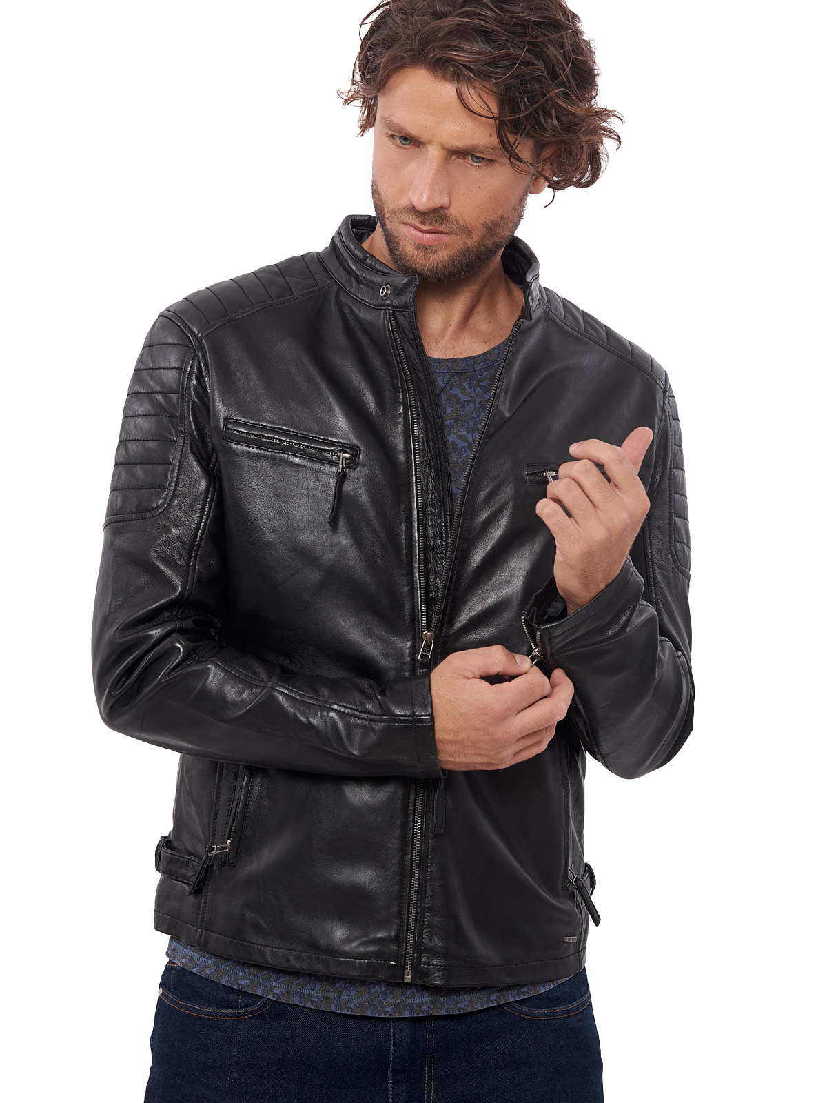 皮衣vainas植鞣头层牛皮真皮秋冬机车男装夹克皮衣