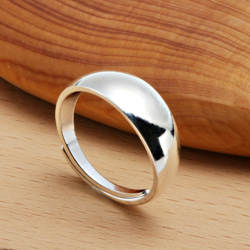 纯银戒指光面弧形蛇肚男女情侣戒尾足银时尚戒指