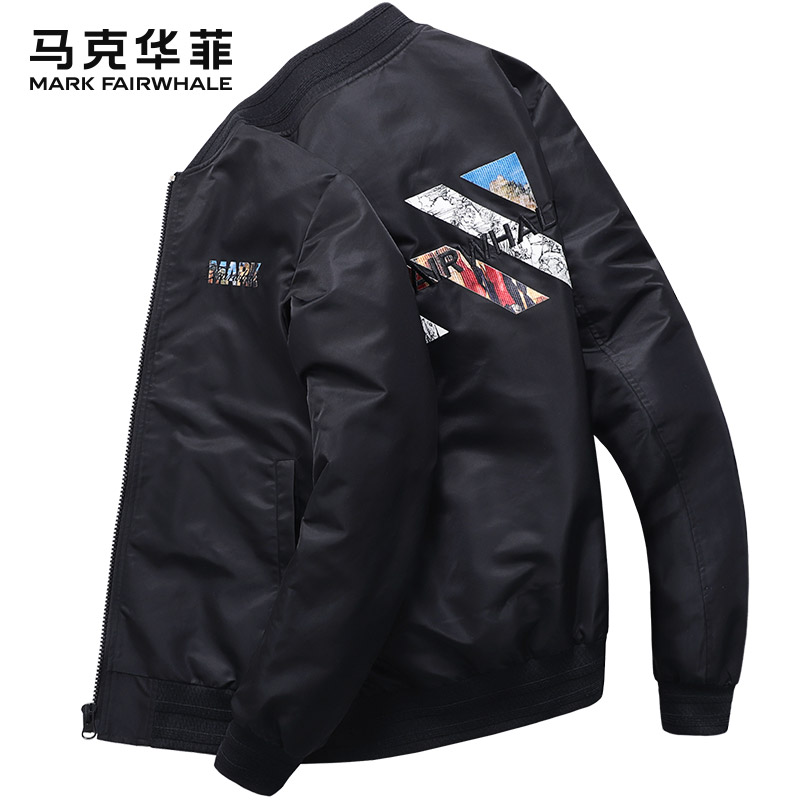 马克华菲夹克男士外套2022春季新款男装上衣春秋潮飞行员棒球服