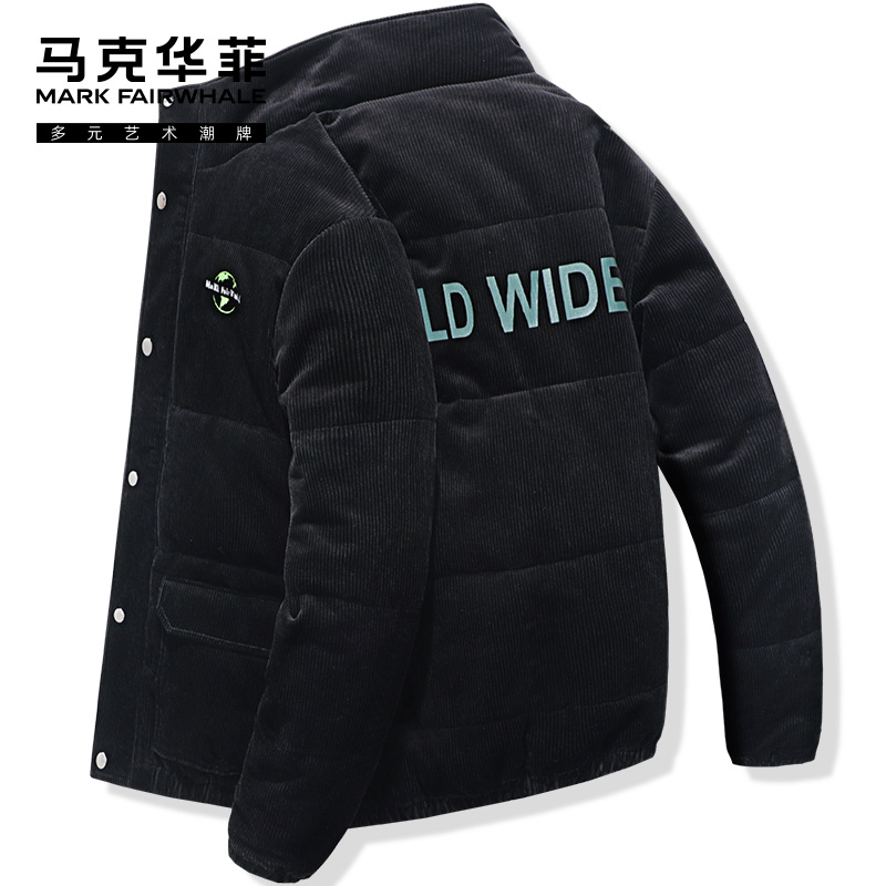 马克华菲棉服男短款2021冬季新款潮牌加厚灯芯绒秋冬棉衣夹克外套