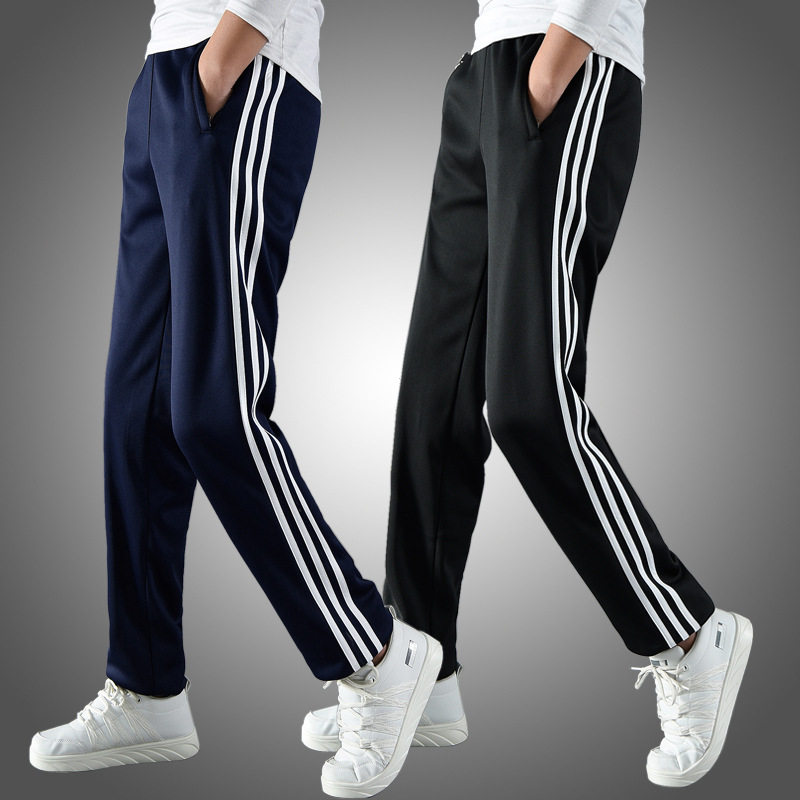 三道杠裤子秋冬初中生深蓝色校服裤男直筒学生三条运动长裤