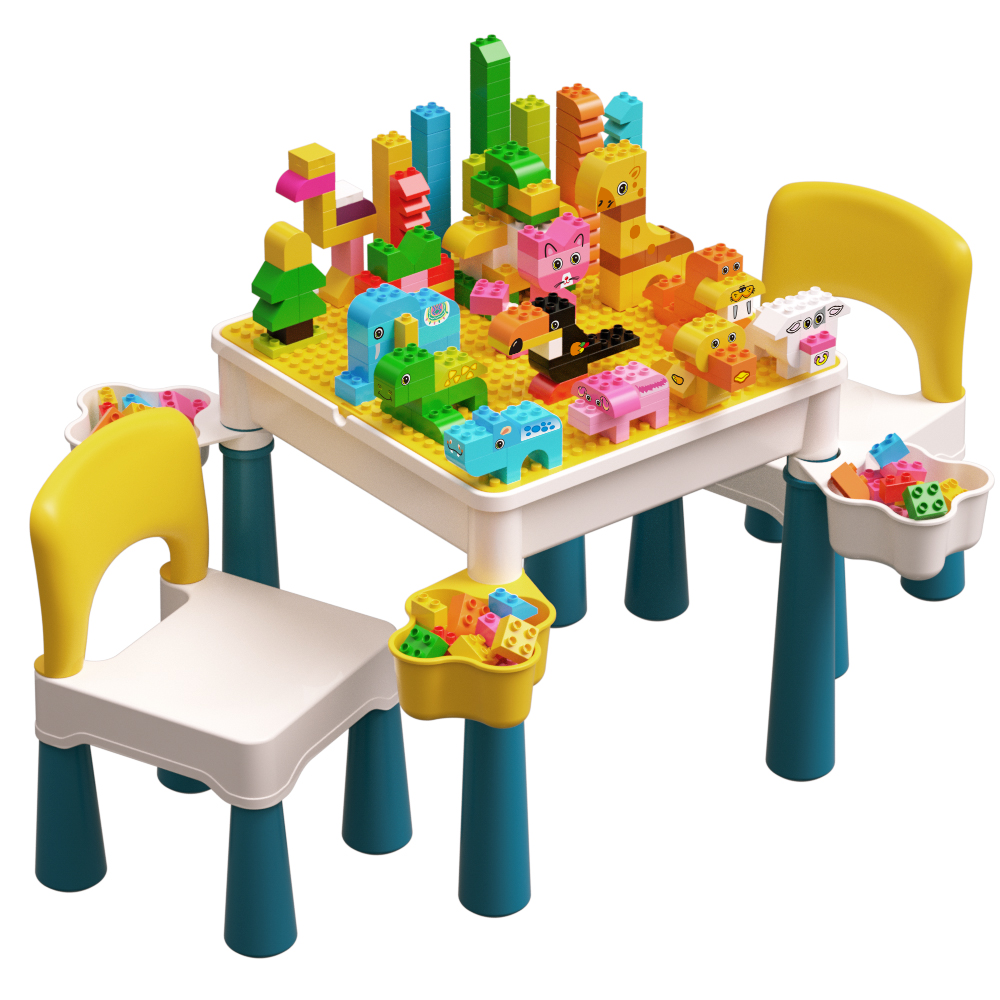 颗粒积木桌子多功能益智拼装玩具宝宝男女女孩建构
