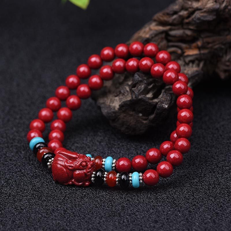 朱砂手串貔貅手链佛珠多圈护身本命年虎年男士手链