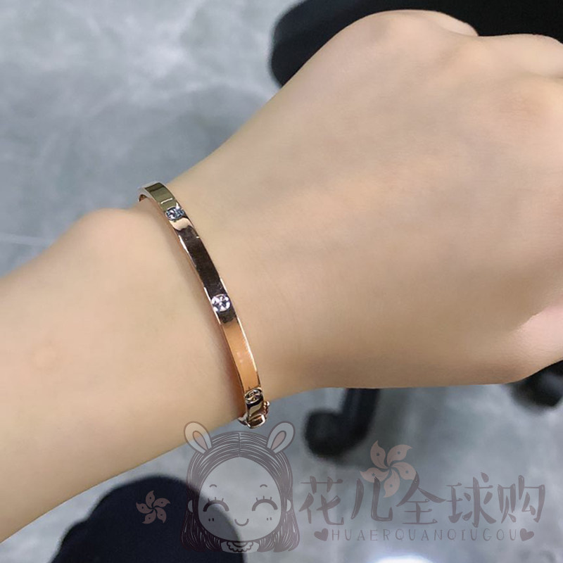 香港女士正品金手环足金黄金六福珠宝手镯金手镯金玫瑰手饰