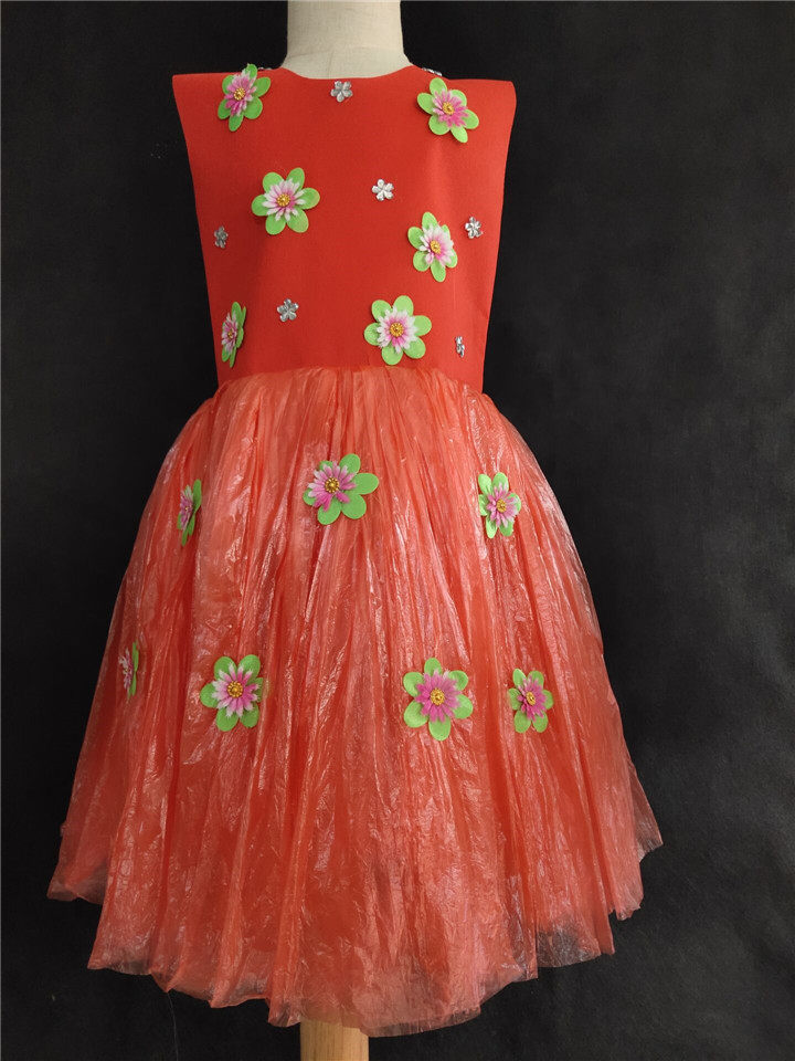 舞会无纺布裙子垃圾袋跳舞废弃物环保男孩女童服装儿童演出服