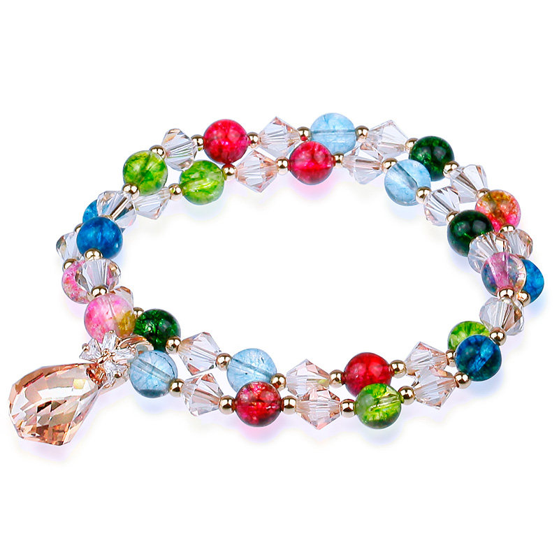 七彩奥地利水晶手链双层手串串珠珠子ins手链