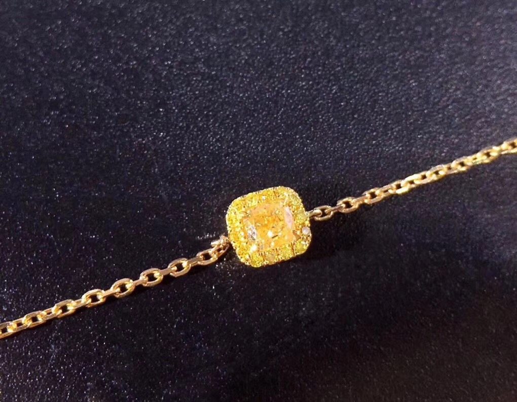 文欢珠宝18k天然黄钻手链简约设计百搭女款手饰