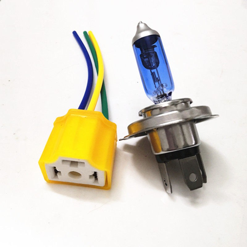 灯泡前大摩托车h4插头三爪hs1灯座陶瓷隔热摩托车车灯