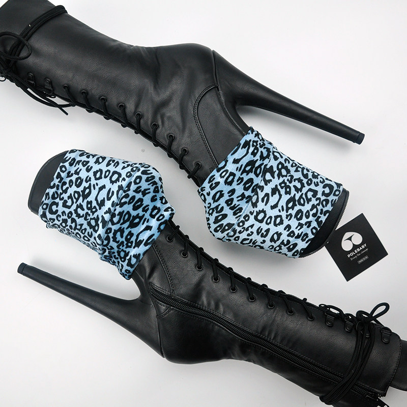 polebaby钢管舞鞋保护套豹纹系列鞋套靴子pleaser专用钢管舞鞋