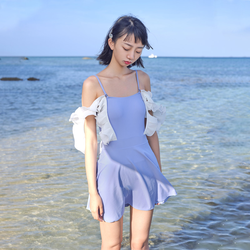 遮肉仙女泳装2020年新款保守学生连体泳衣甜美遮肚显瘦ins游泳裙