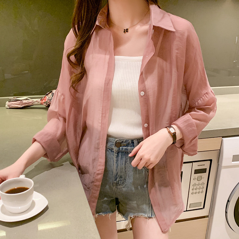 吊带裙子雪纺开衫外套防晒衫女2020夏季防紫外线衬衫