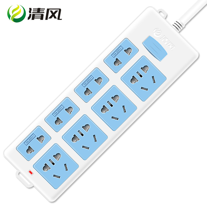 清风插座独立开关插排家用插线板带线接线板多用拖线板经典多插口