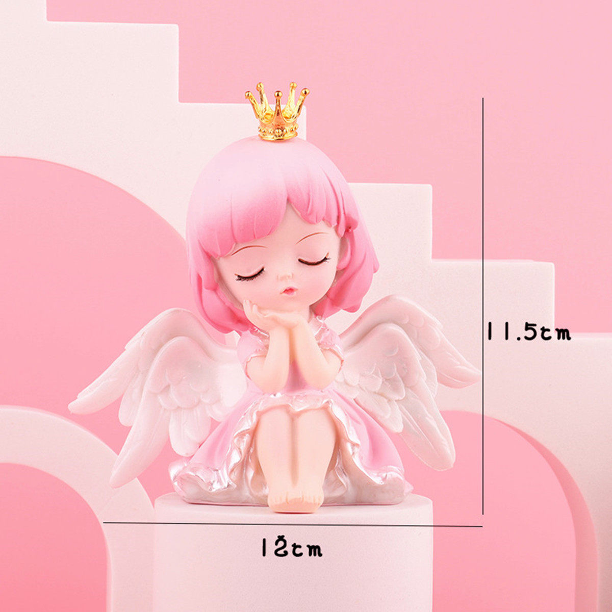少女女孩生日蛋糕装饰粉色天使翅膀蜜雪儿小公主摆件节日装扮用品