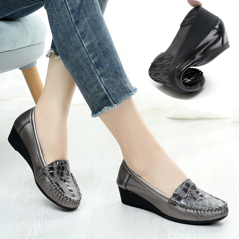 浅口小坡跟单鞋女真皮鞋子2022新款春夏百搭厚底中跟舒适软底女鞋