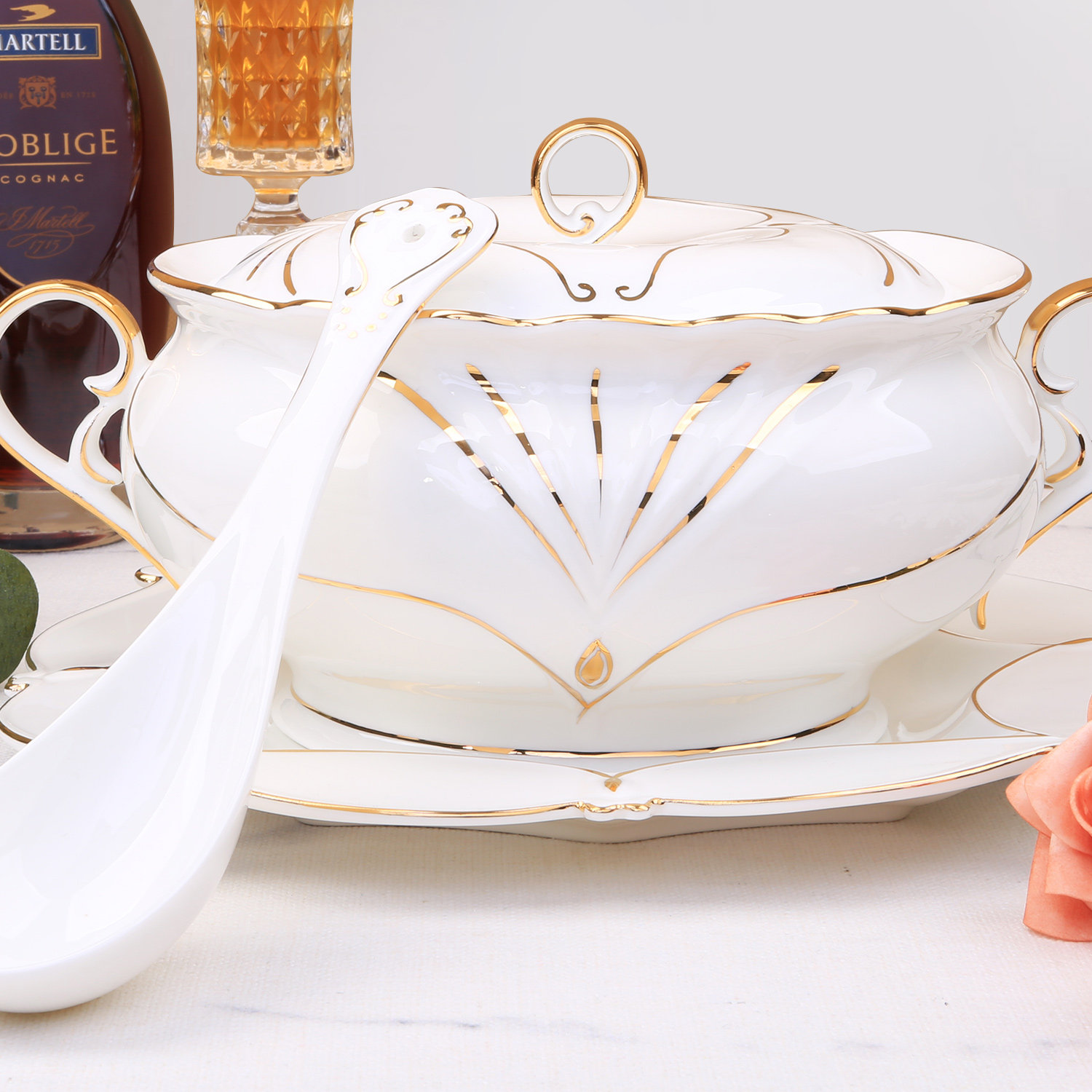 白金汉宫欧式餐具碗碟套装陶瓷饭碗碗面碗菜盘汤碗勺碗