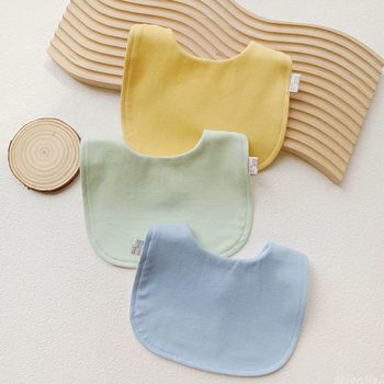 Baby U-shaped cotton waterproof bib newborn anti-spit mouth towel cotton adjustable size bib 0-3 ປີ