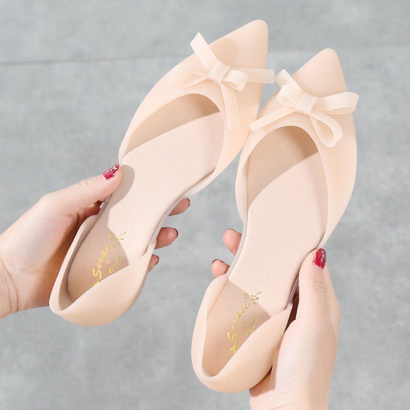 2020新款夏季水晶果冻凉鞋尖头塑料平底浅口时装凉鞋