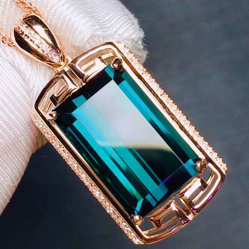 碧玺魅晶天然电光长方形吊坠巴西裸石项坠挂件项坠