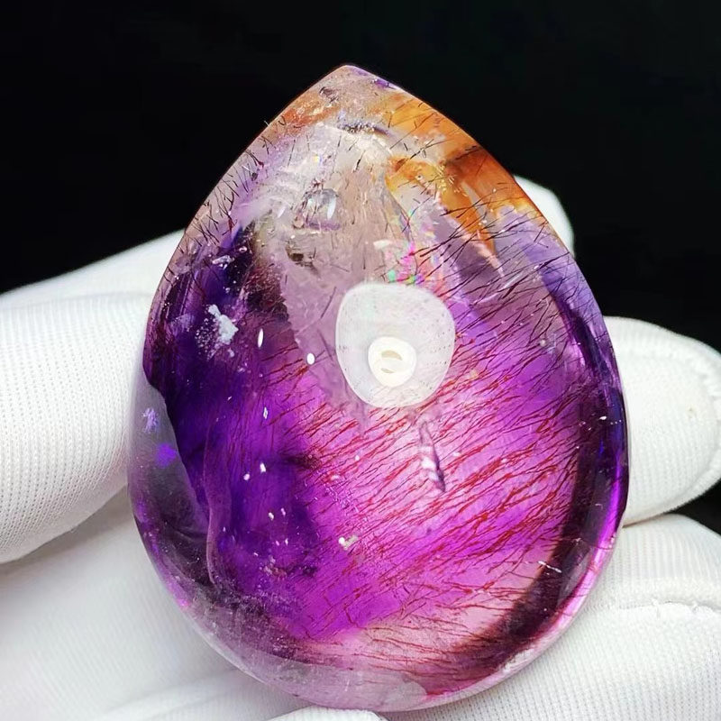 魅晶天然紫发晶水原石吊坠乌拉圭紫水晶水胆裸石项坠