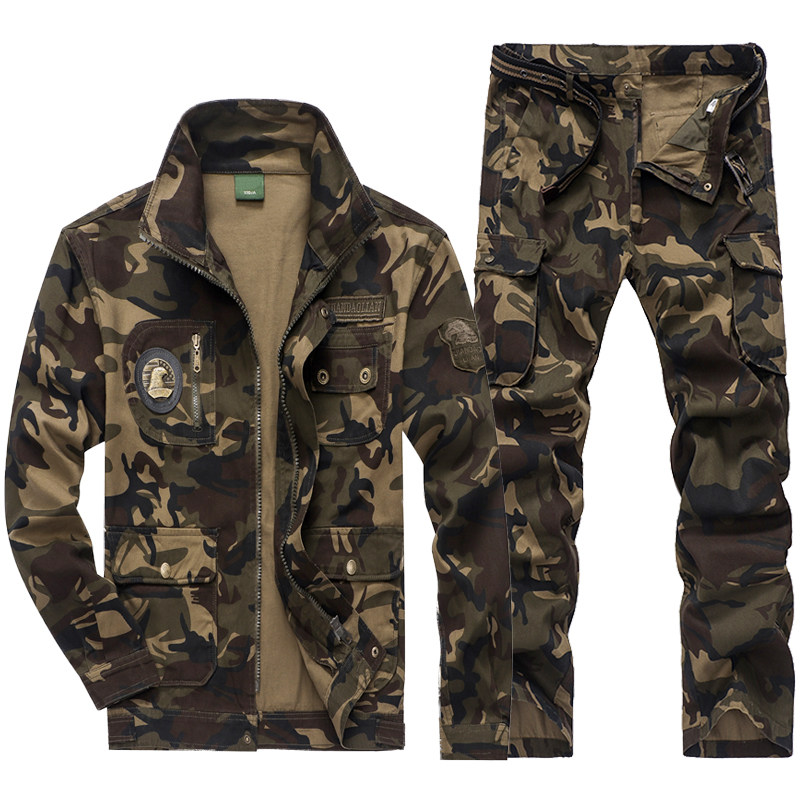 军绿迷彩服套装劳保耐磨工作服电焊工防烫纯棉加厚工装制服