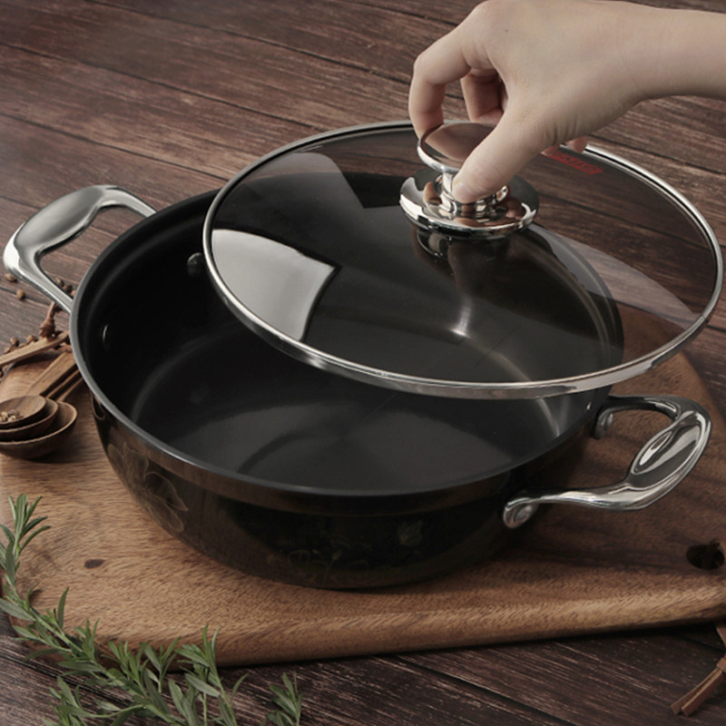涂层不粘锅汤锅家用炖锅奶锅韩国进口加厚加深汤锅