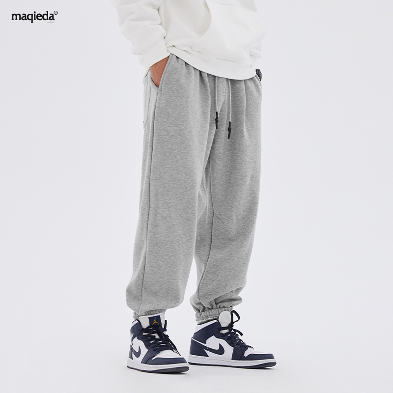 马切达灰色卫裤男士春季宽松休闲裤长裤春秋男裤薄款束脚运动裤子