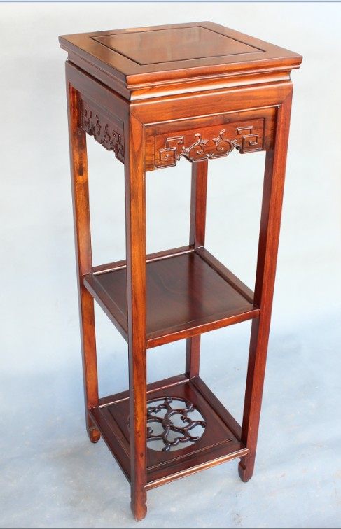 中式盆景台架老榆实木明清仿古雕花正方多层花架