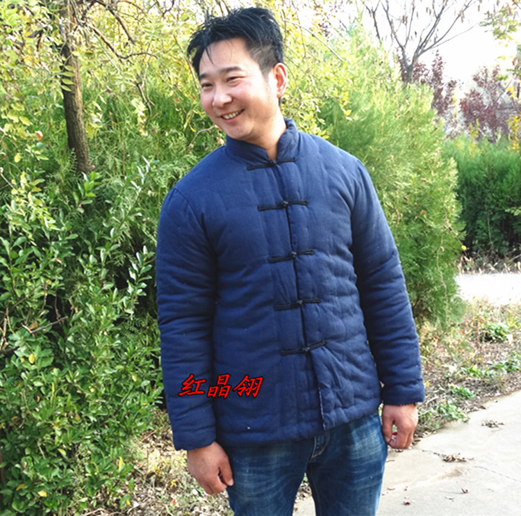 成人男式改良唐装中式素色棉麻手工棉衣纯棉花棉袄男款服冬装外套