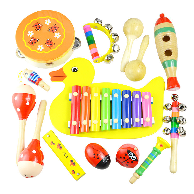 奥尔夫打击音乐玩具乐器幼儿园教具响板三角铁婴幼儿乐器套装