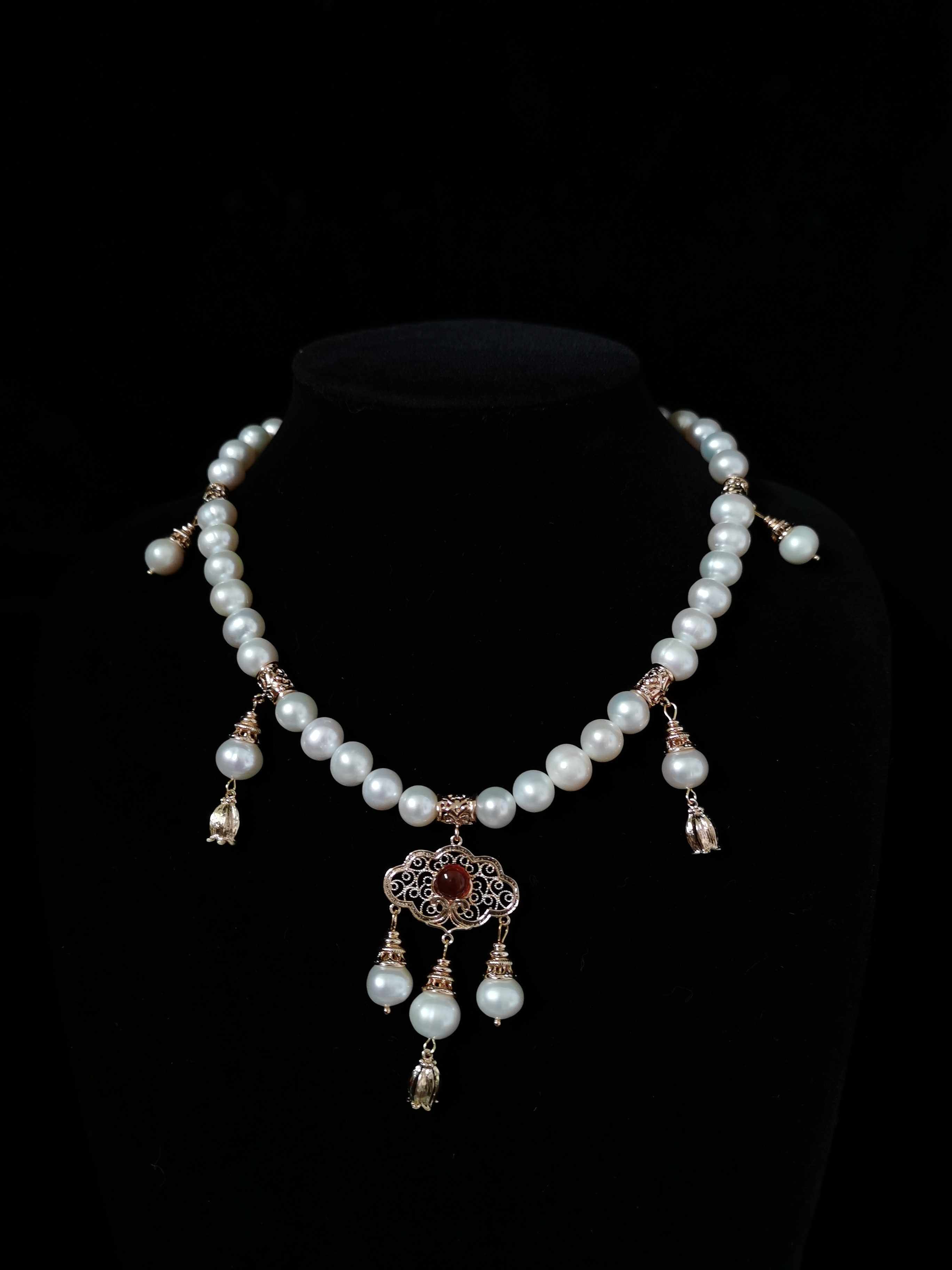 璎珞汉服原创古风手工明制唐风贵妇淡水大珍珠项链