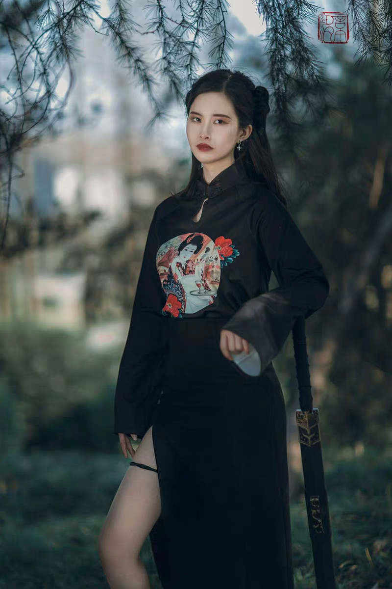 扇妒自制暗黑甜酷旗袍国潮中国国风两件件套时尚套装
